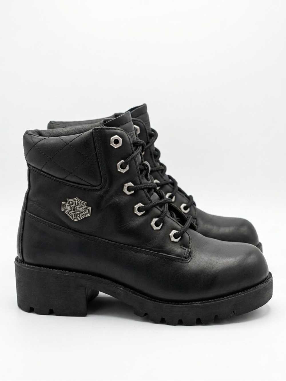Harley-Davidson Black Leather Chunky Moto Boots Women’s 7.5